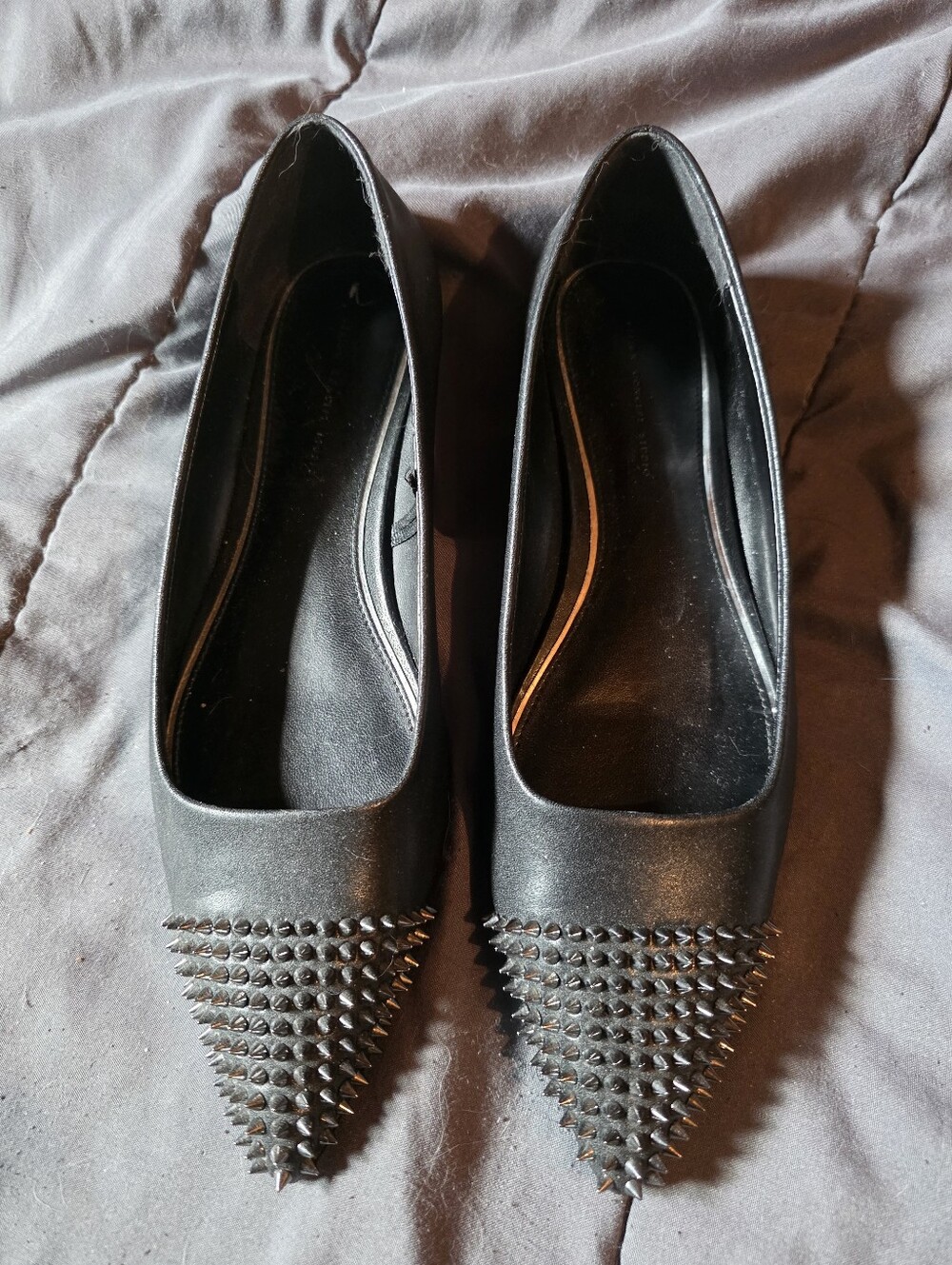 Design Concept Studio Black Studded Pointed Toe Flats Size 7